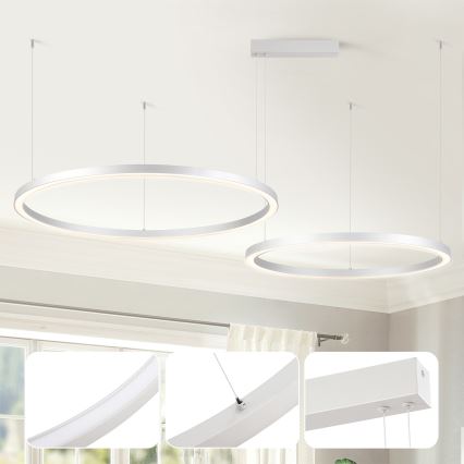BRILAGI - LED prigušiva luster na sajli PORTOFINO LED/98W/230V 3000-6000K srebrna + daljinski upravljač