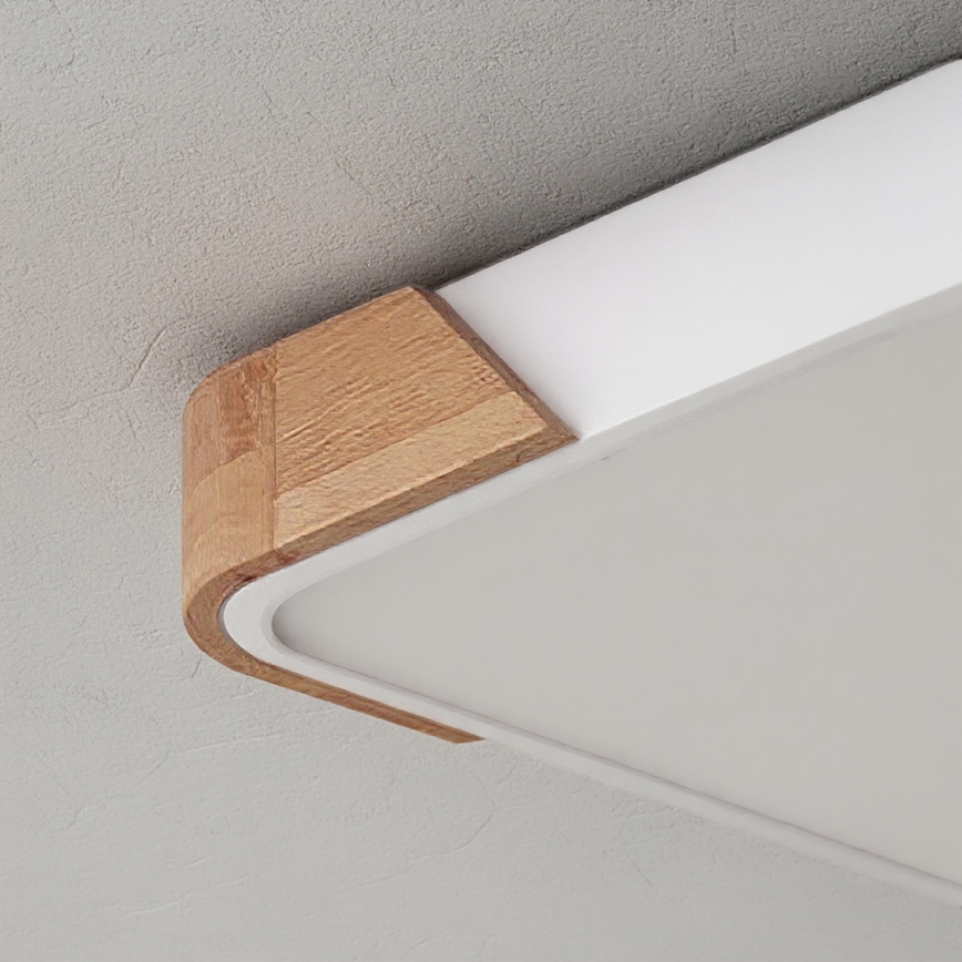 Brilagi - LED prigušiva stropno svetlo PILANA LED/48W/230V 3000-6500K hrast/bela 42x42 cm + daljinski upravljač
