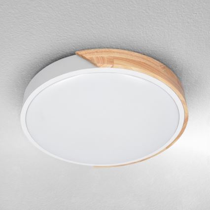 Brilagi - LED prigušiva plafonska svetiljka PILANA LED/48W/230V hrast/bela prečnik 40 cm + daljinski upravljač