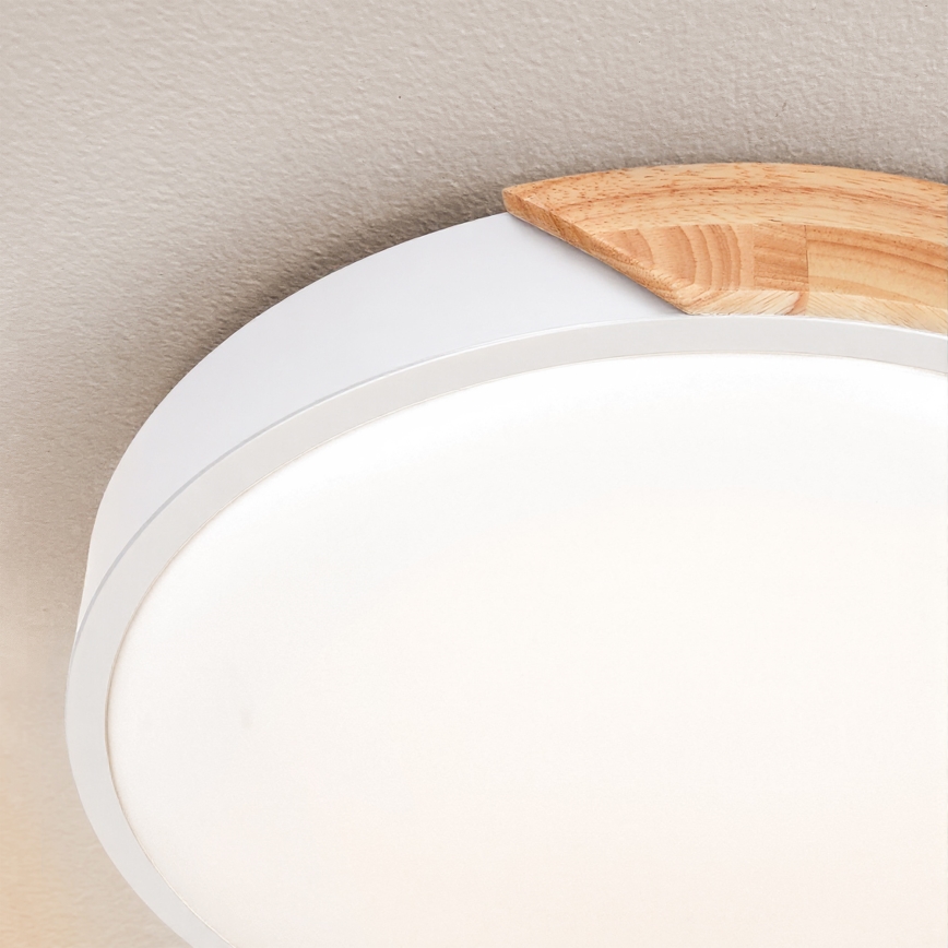 Brilagi - LED prigušiva plafonska svetiljka PILANA LED/48W/230V hrast/bela prečnik 40 cm + daljinski upravljač