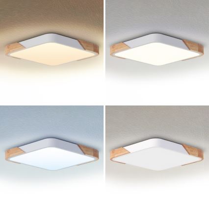 Brilagi - LED prigušiva stropna lampa PILANA LED/60W/230V 3000-6500K hrast/bela 56x56 cm + daljinski upravljač