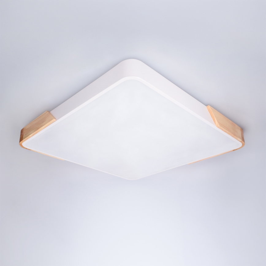 Brilagi - LED prigušiva stropna lampa PILANA LED/60W/230V 3000-6500K hrast/bela 56x56 cm + daljinski upravljač