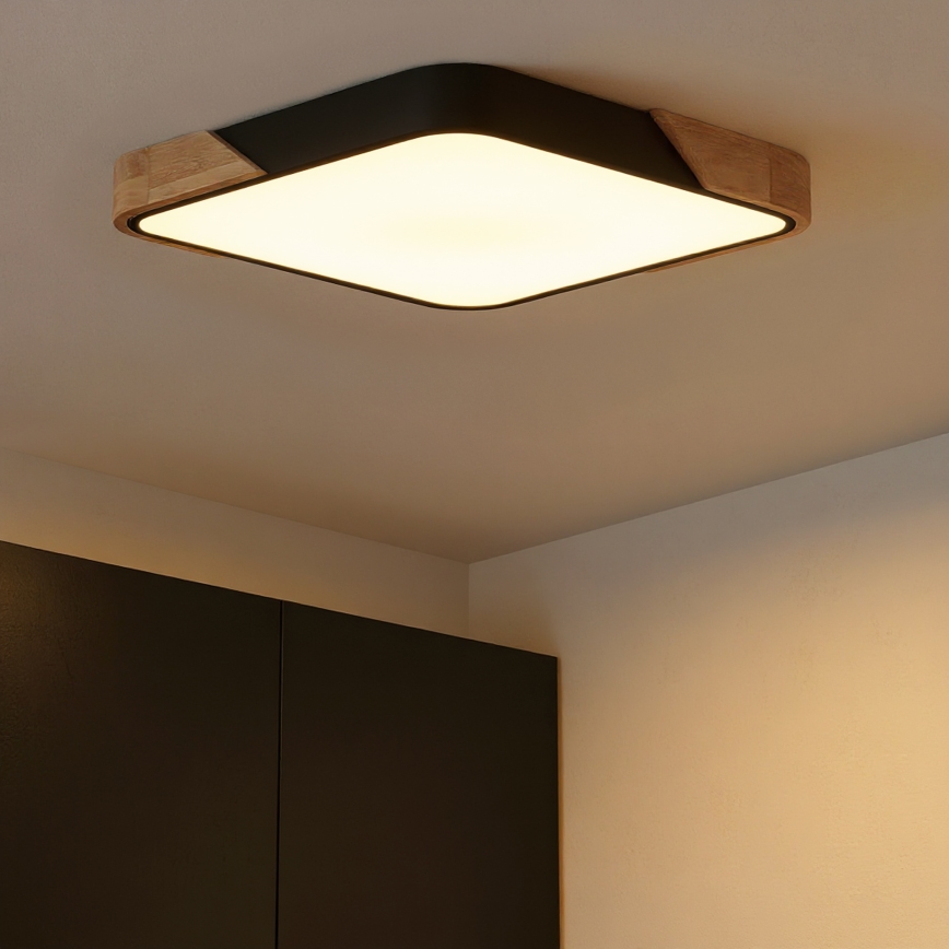 Brilagi - LED prigušiva stropna lampa PILANA LED/60W/230V 3000-6500K hrast/crna 56x56 cm + daljinski upravljač