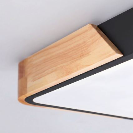 BRILAGI - LED prigušiva stropna lampa PILANA LED/60W/230V 3000-6500K hrast/crna 56x56 cm + daljinski upravljač