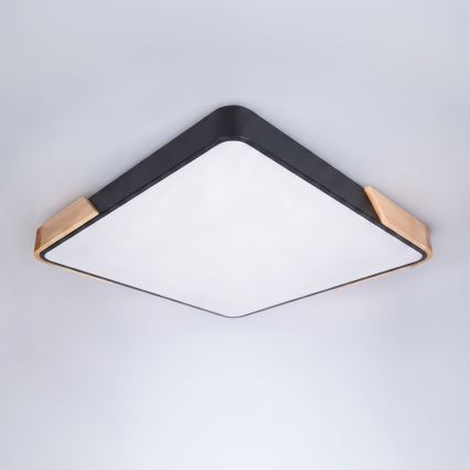 BRILAGI - LED prigušiva stropna lampa PILANA LED/60W/230V 3000-6500K hrast/crna 56x56 cm + daljinski upravljač