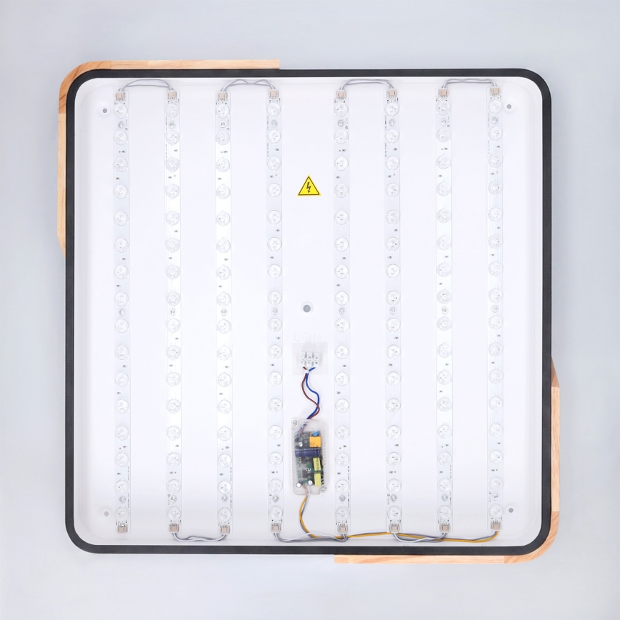BRILAGI - LED prigušiva stropna lampa PILANA LED/60W/230V 3000-6500K hrast/crna 56x56 cm + daljinski upravljač