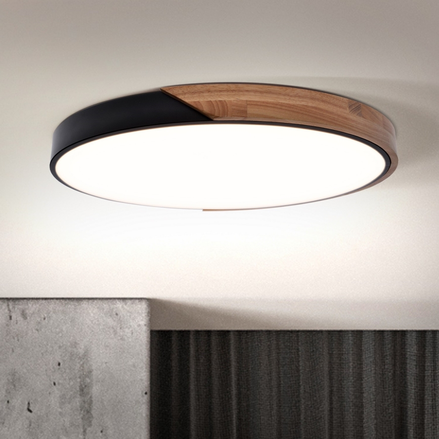 Brilagi - LED prigušiva plafonska svetiljka PILANA LED/60W/230V 3000-6500K hrast/crna pr. 60 cm + daljinski upravljač