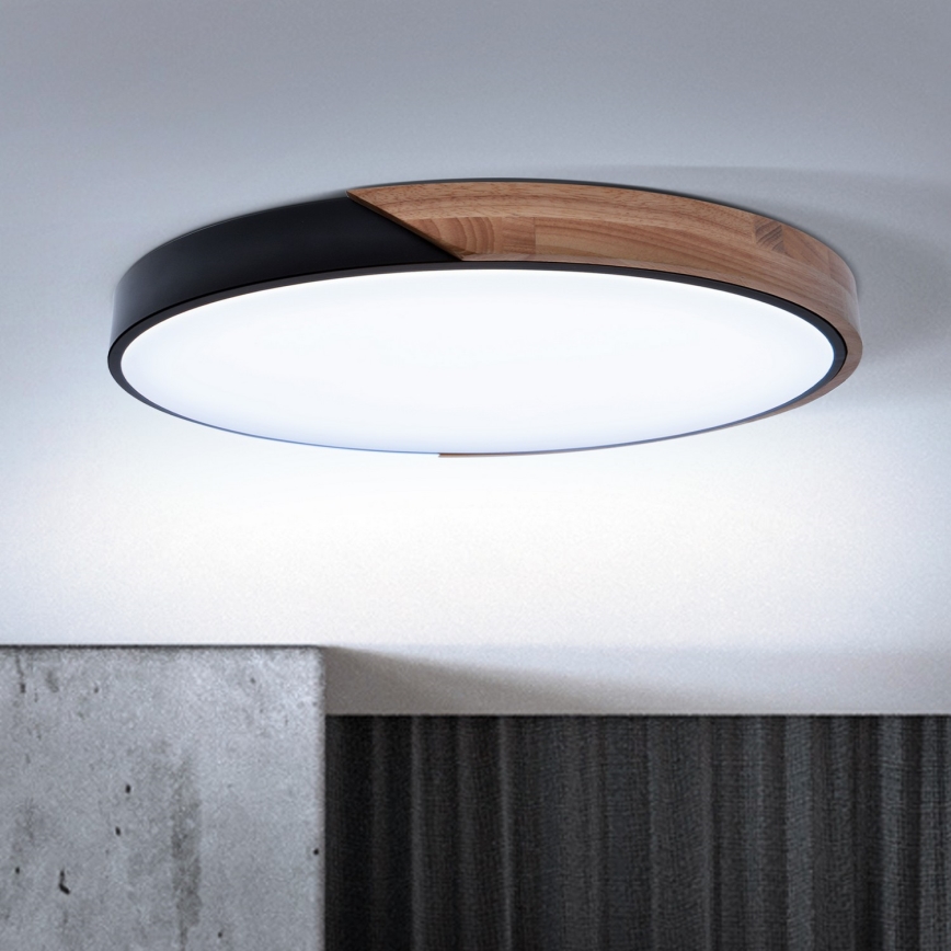 Brilagi - LED prigušiva plafonska svetiljka PILANA LED/60W/230V 3000-6500K hrast/crna pr. 60 cm + daljinski upravljač