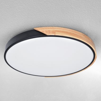 Brilagi - LED prigušiva plafonska svetiljka PILANA LED/60W/230V 3000-6500K hrast/crna pr. 60 cm + daljinski upravljač