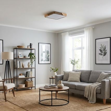 BRILAGI - LED prigušiva plafonska svetiljka PILANA SQUARE LED/48W/230V 3000-6500K hrast/bež 42x42 cm + daljinski upravljač