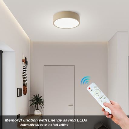 Brilagi - LED prigušiva plafonska lampa POOL LED/18W/230V 3000-6000K 20 cm bež + daljinski upravljač