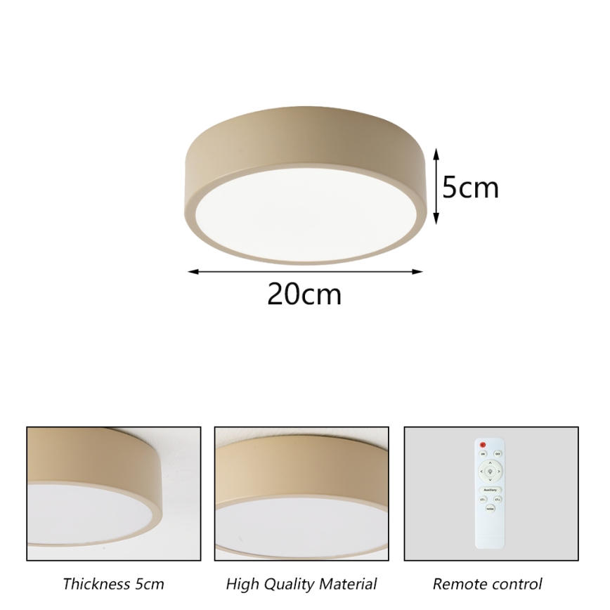 Brilagi - LED prigušiva plafonska lampa POOL LED/18W/230V 3000-6000K 20 cm bež + daljinski upravljač