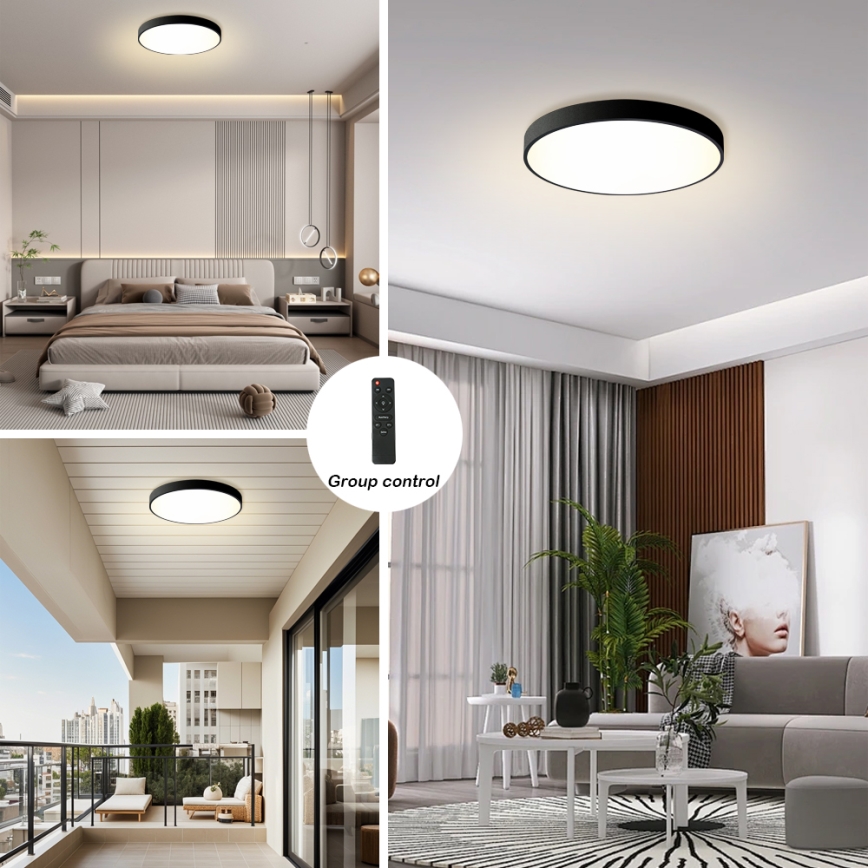 Brilagi - LED prigušiva plafonska svetiljka POOL LED/60W/230V 3000-6000K prečnik 60 cm crna + daljinski upravljač