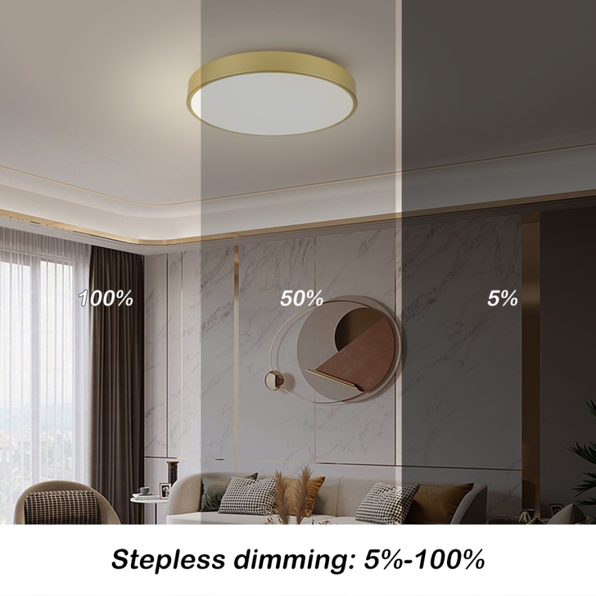 Brilagi - LED prigušiva plafonska lampa POOL LED/60W/230V 3000-6000K prečnik 60 cm zlatna + daljinski upravljač