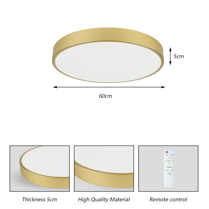 Brilagi - LED prigušiva plafonska lampa POOL LED/60W/230V 3000-6000K prečnik 60 cm zlatna + daljinski upravljač