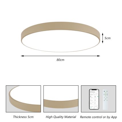 Brilagi - LED prigušiva stropno svetlo POOL SMART LED/100W/230V 3000-6000K 80 cm bež Wi-Fi Tuya + daljinski upravljač