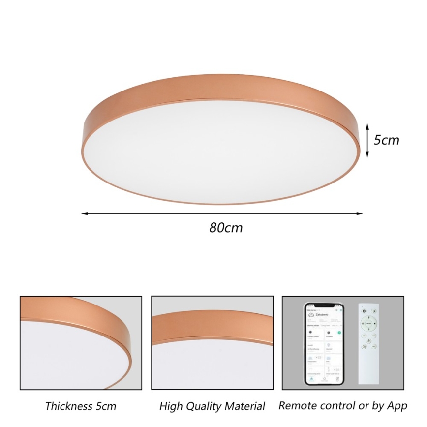 BRILAGI - LED prigušiva stropna svetiljka POOL SMART LED/100W/230V 3000-6000K pr. 80 cm Wi-Fi Tuya bakarna + daljinski upravljač