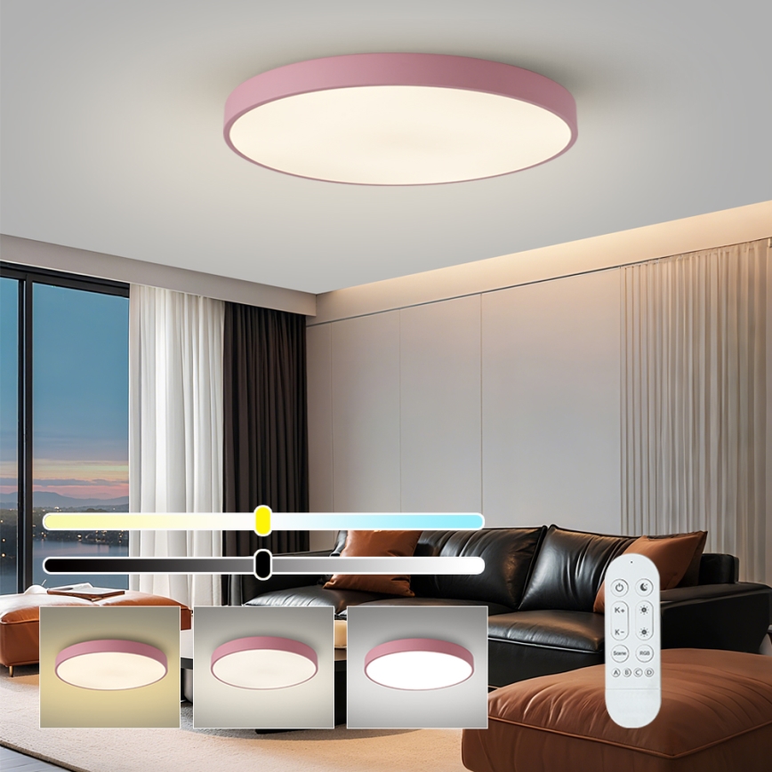 Brilagi - LED prigušiva svetiljka POOL SMART LED/100W/230V prečnik 80 cm Wi-Fi Tuya + daljinski upravljač ružičasta