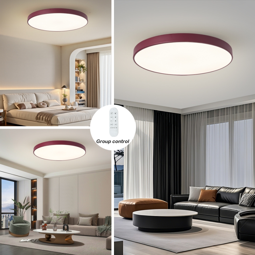 Brilagi - LED prigušiva svetiljka POOL SMART LED/128W/230V prečnika 100 cm 3000-6000K Wi-Fi Tuya + daljinski upravljač, bordo