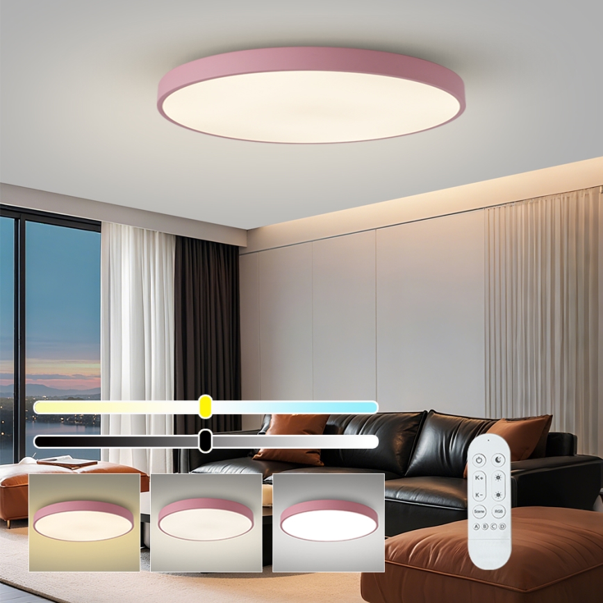 Brilagi - LED prigušiva svetiljka POOL SMART LED/128W/230V, prečnik 100 cm, Wi‑Fi Tuya + daljinsko upravljanje, ružičasta