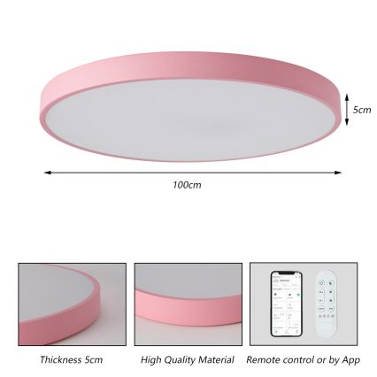 Brilagi - LED prigušiva svetiljka POOL SMART LED/128W/230V, prečnik 100 cm, Wi‑Fi Tuya + daljinsko upravljanje, ružičasta