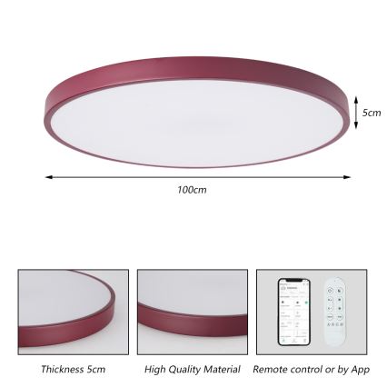 Brilagi - LED prigušiva svetiljka POOL SMART LED/128W/230V Ø 100 cm Wi-Fi Tuya + daljinsko upravljanje bordo