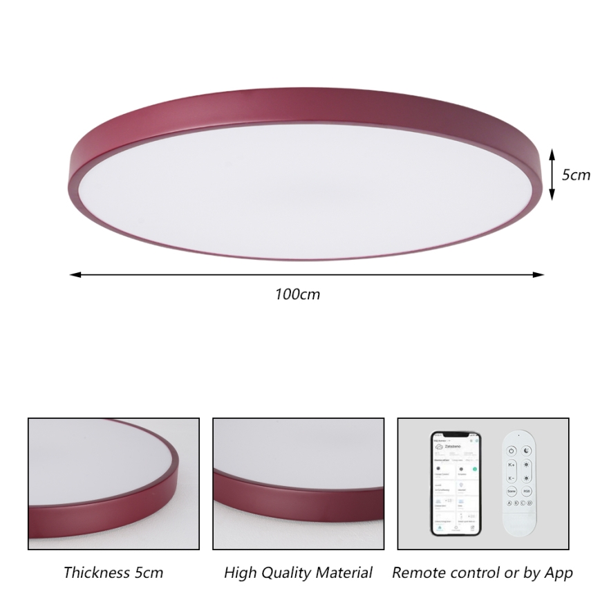 Brilagi - LED prigušiva svetiljka POOL SMART LED/128W/230V Ø 100 cm Wi-Fi Tuya + daljinsko upravljanje bordo