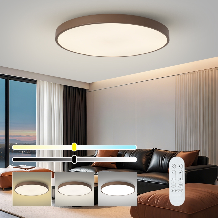 Brilagi - LED prigušiva svetiljka POOL SMART LED/128W/230V prečnik 100 cm Wi-Fi Tuya + daljinski upravljač braon