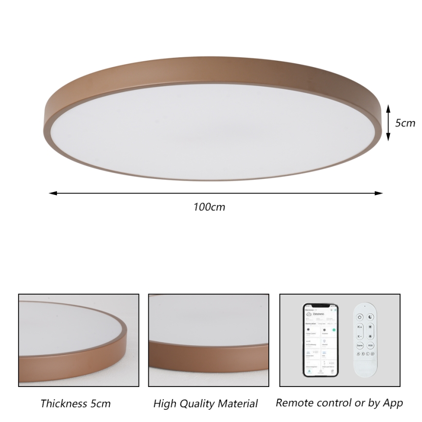 Brilagi - LED prigušiva svetiljka POOL SMART LED/128W/230V prečnik 100 cm Wi-Fi Tuya + daljinski upravljač braon