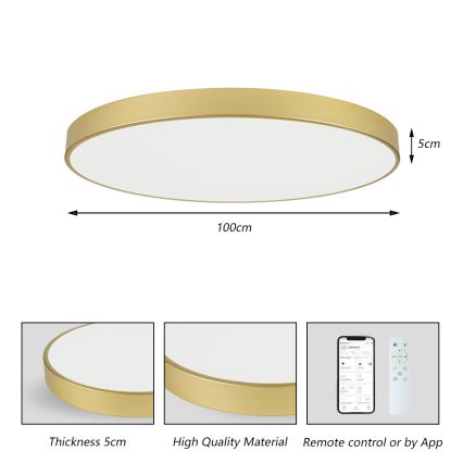 Brilagi - LED prigušiva plafonska svetiljka POOL SMART LED/128W/230V 3000-6000K 100 cm zlatna Wi-Fi Tuya + daljinski upravljač