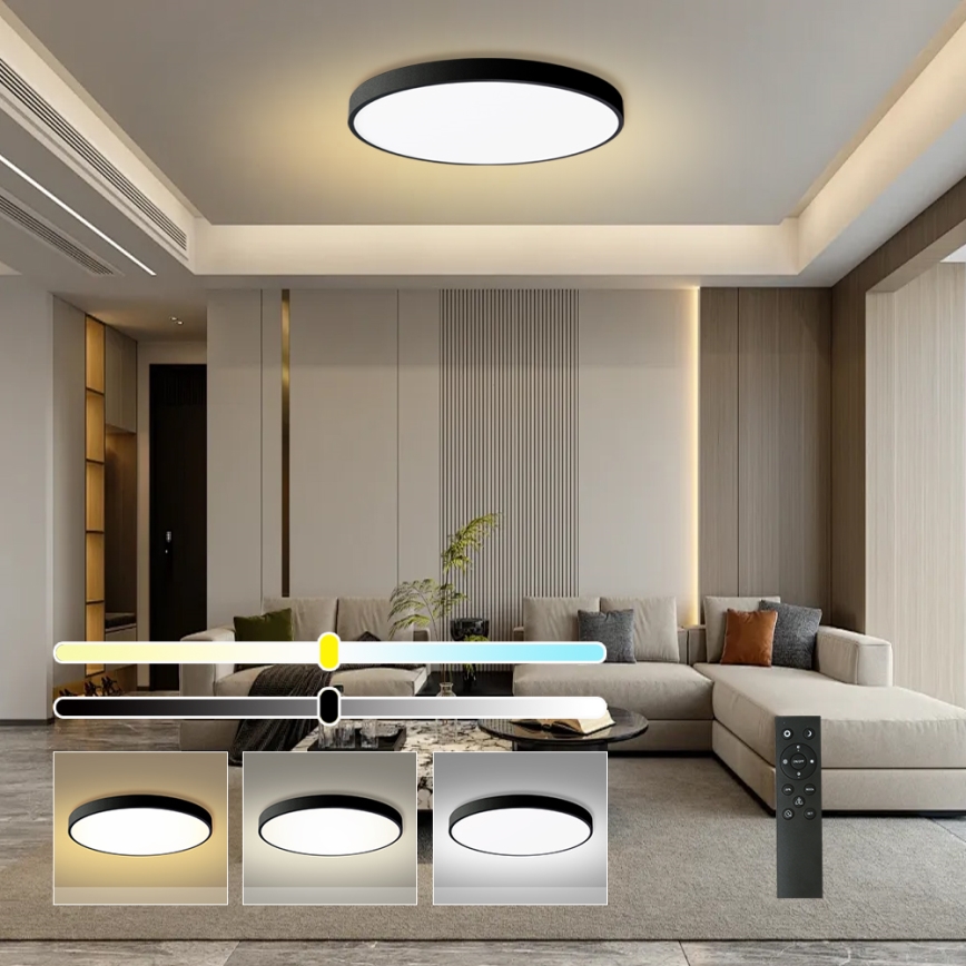Brilagi - LED prigušiva plafonsko svetlo POOL SMART LED/128W/230V 3000-6000K prečnik 100 cm Wi-Fi Tuya crna + daljinski upravljač