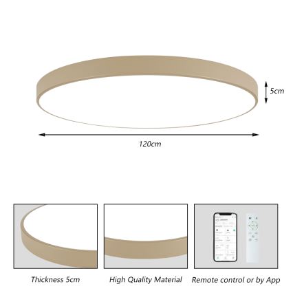 Brilagi - LED prigušiva plafonska svetiljka POOL SMART LED/180W/230V 3000-6000K 120 cm bež Wi-Fi Tuya + daljinski upravljač
