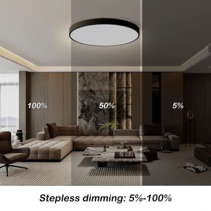 Brilagi - prigušiva LED plafonska svetiljka POOL SMART LED/180W/230V 3000-6000K prečnik 120 cm Wi-Fi Tuya crna + daljinsko upravljanje