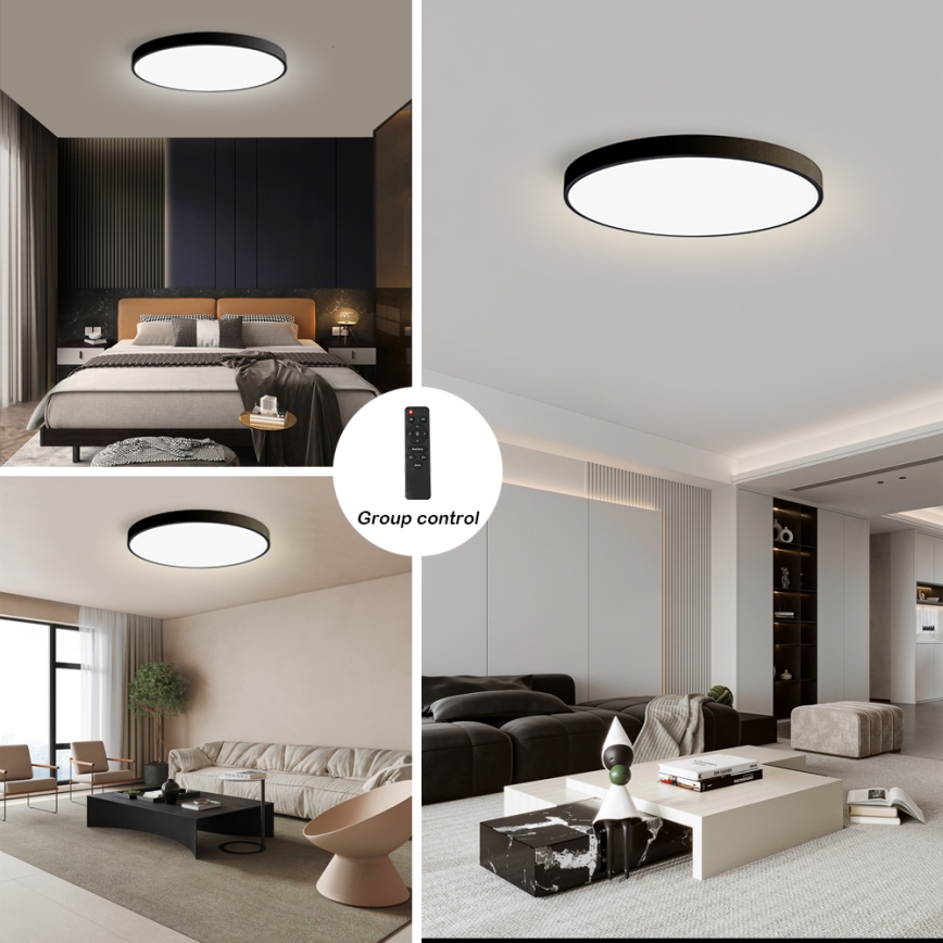 Brilagi - prigušiva LED plafonska svetiljka POOL SMART LED/180W/230V 3000-6000K prečnik 120 cm Wi-Fi Tuya crna + daljinsko upravljanje