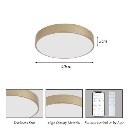 BRILAGI - LED Prigušiva stropna svetiljka POOL SMART LED/48W/230V 3000-6000K pr. 40 cm Wi-Fi Tuya zlatna + daljinski upravljač