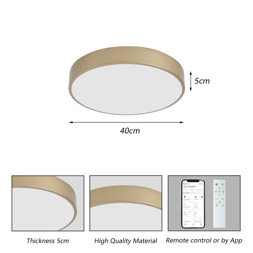 BRILAGI - LED Prigušiva stropna svetiljka POOL SMART LED/48W/230V 3000-6000K pr. 40 cm Wi-Fi Tuya zlatna + daljinski upravljač