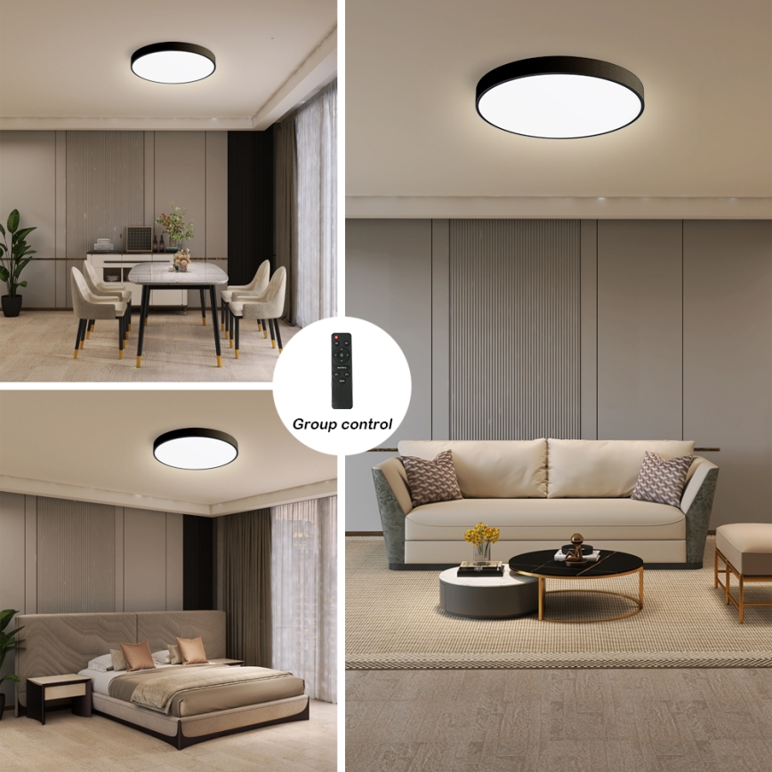 Brilagi - LED prigušiva stropna svetiljka POOL SMART LED/48W/230V 40 cm 3000-6000K Wi-Fi Tuya + daljinski upravljač crna