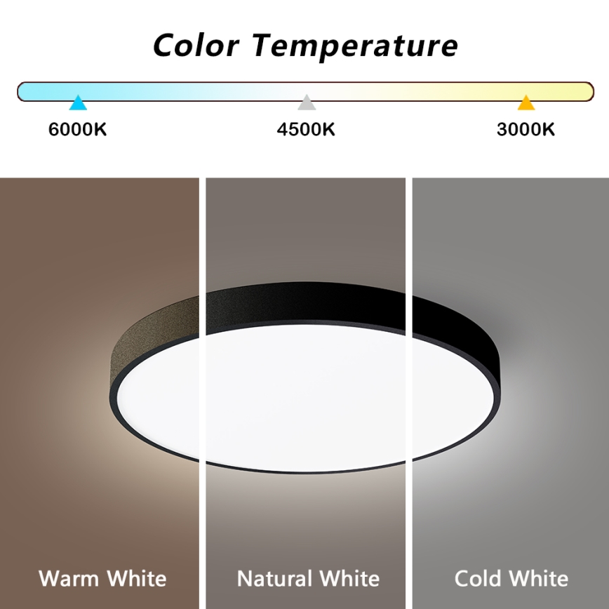 Brilagi - LED prigušiva stropna svetiljka POOL SMART LED/48W/230V 40 cm 3000-6000K Wi-Fi Tuya + daljinski upravljač crna