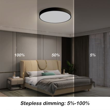 Brilagi - LED prigušiva stropna svetiljka POOL SMART LED/48W/230V 40 cm 3000-6000K Wi-Fi Tuya + daljinski upravljač crna