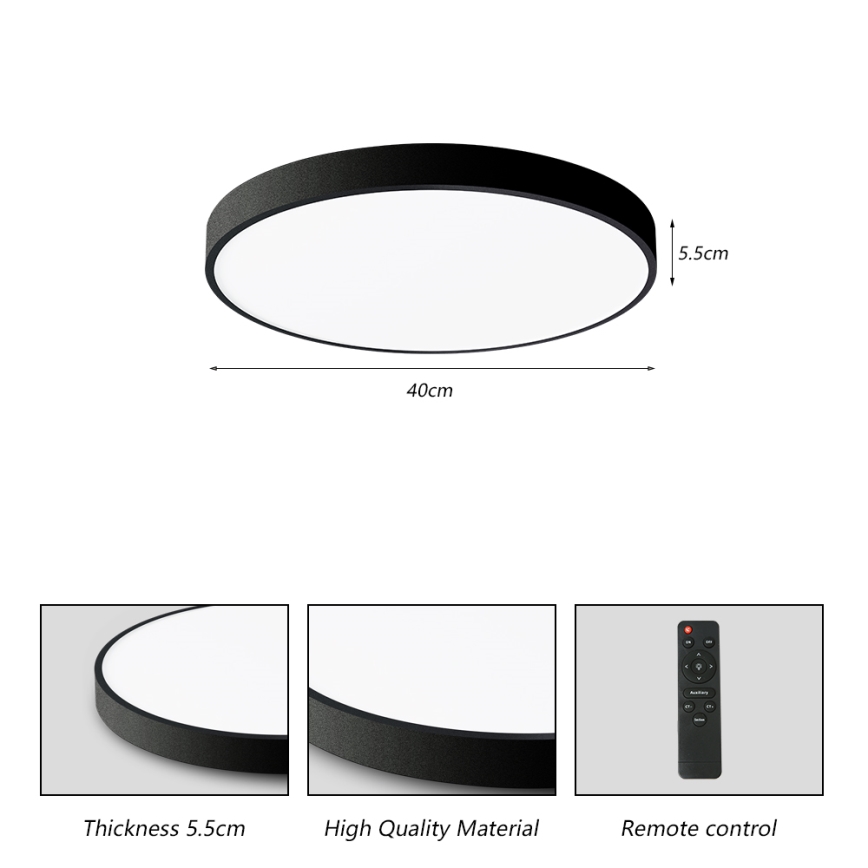Brilagi - LED prigušiva stropna svetiljka POOL SMART LED/48W/230V 40 cm 3000-6000K Wi-Fi Tuya + daljinski upravljač crna