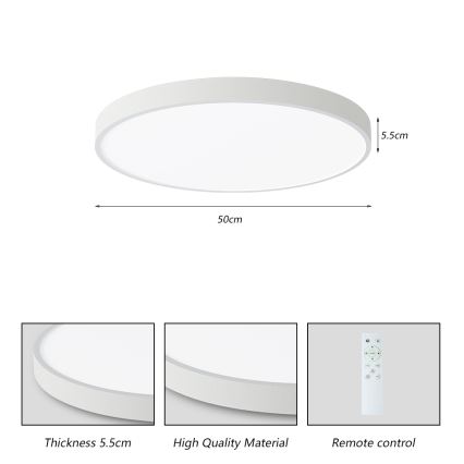 Brilagi - LED prigušiva stropna svetiljka POOL SMART LED/60W/230V 3000-6000K 50 cm + daljinski upravljač bela