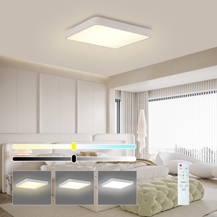 Brilagi - LED prigušiva stropna svetiljka POOL SQUARE LED/36W/230V 3000-6000K 40x40 cm bela + daljinski upravljač