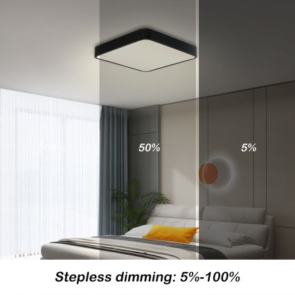 Brilagi - LED prigušiva plafonska svetiljka POOL SQUARE LED/36W/230V 3000-6000K 40x40 cm crna + daljinski upravljač