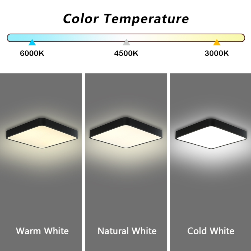 Brilagi - LED prigušiva plafonska svetiljka POOL SQUARE LED/36W/230V 3000-6000K 40x40 cm crna + daljinski upravljač