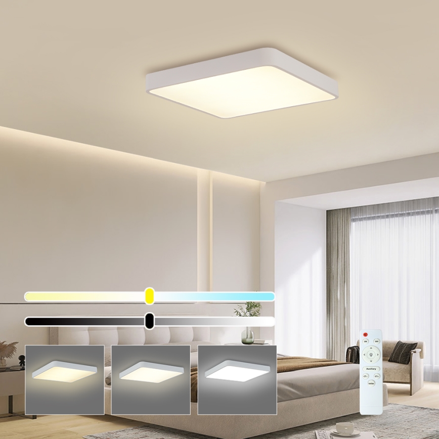 Brilagi - LED prigušiva plafonska lampa POOL SQUARE LED/48W/230V 3000-6000K 50x50 cm bela + daljinski upravljač