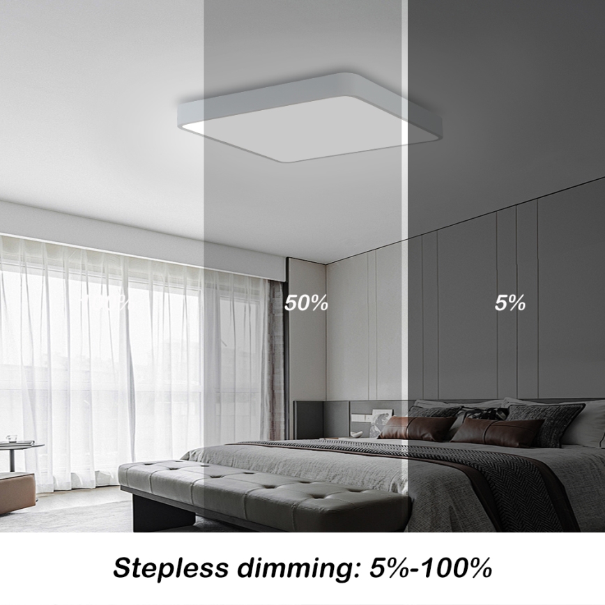 Brilagi - LED prigušiva plafonska lampa POOL SQUARE LED/48W/230V 3000-6000K 50x50 cm bela + daljinski upravljač