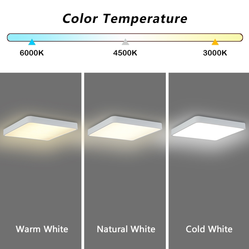 Brilagi - LED prigušiva plafonska lampa POOL SQUARE LED/48W/230V 3000-6000K 50x50 cm bela + daljinski upravljač