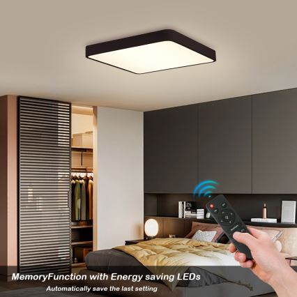 Brilagi - LED prigušiva plafonska svetiljka POOL SQUARE LED/48W/230V 3000-6000K 50x50 cm crna + daljinski upravljač