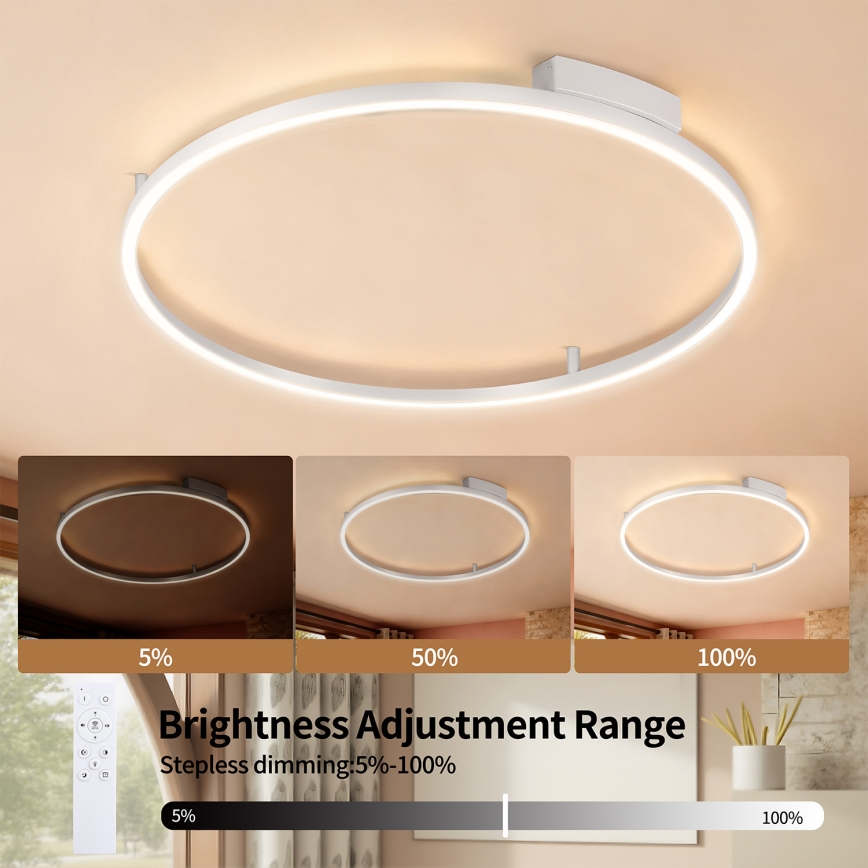 Brilagi - LED prigušiva stropna svetiljka PORTOFINO LED/60W/230V 3000-6000K prečnik 80 cm srebrna + daljinski upravljač