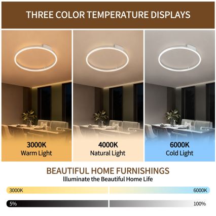 Brilagi - LED prigušiva stropna svetiljka PORTOFINO LED/60W/230V 3000-6000K prečnik 80 cm srebrna + daljinski upravljač
